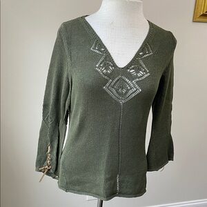 Chic V-Neck Olive Blouse